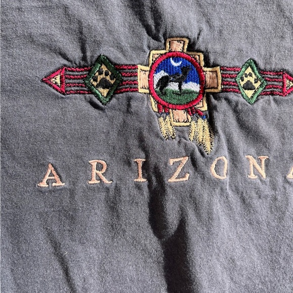 Men's Arizona T-Shirt Gray Spell-Out XL Embroidered Southwest Desert AZ Tribal - Picture 1 of 13